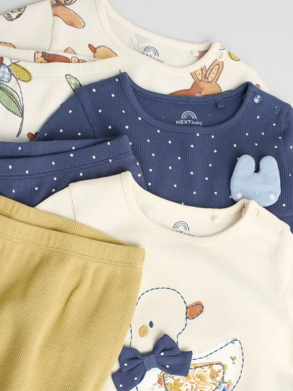 Tops|Tops|Next Ecru - 6 -delige set van top met lange mouwen en leggings (0mnd -3jr)