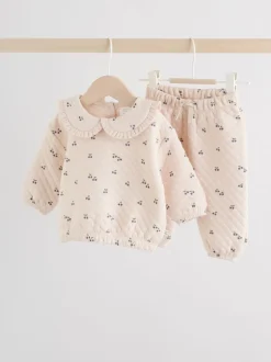 Sets En Outfits|Sweaters En Hoody´S|Next Ecru - Baby doorgestikte Sweatshirt en Broeken Set 2 Pieces (0mnd -2jr)