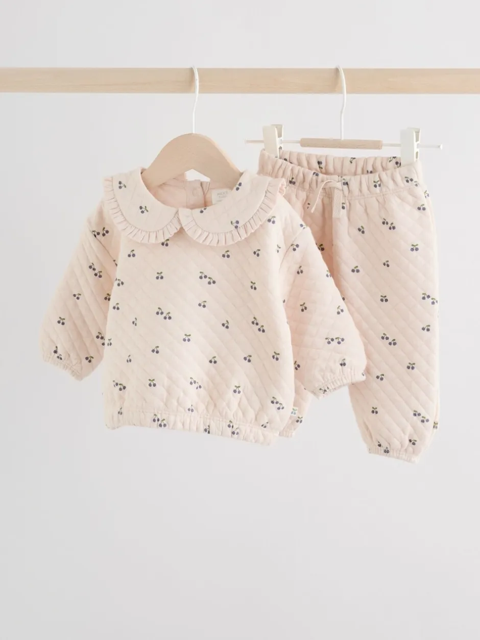 Sets En Outfits|Sweaters En Hoody´S|Next Ecru - Baby doorgestikte Sweatshirt en Broeken Set 2 Pieces (0mnd -2jr)