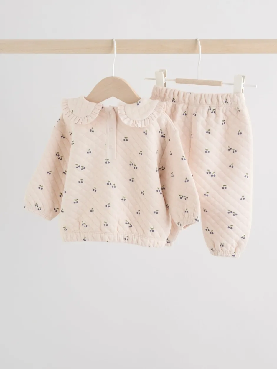Sets En Outfits|Sweaters En Hoody´S|Next Ecru - Baby doorgestikte Sweatshirt en Broeken Set 2 Pieces (0mnd -2jr)