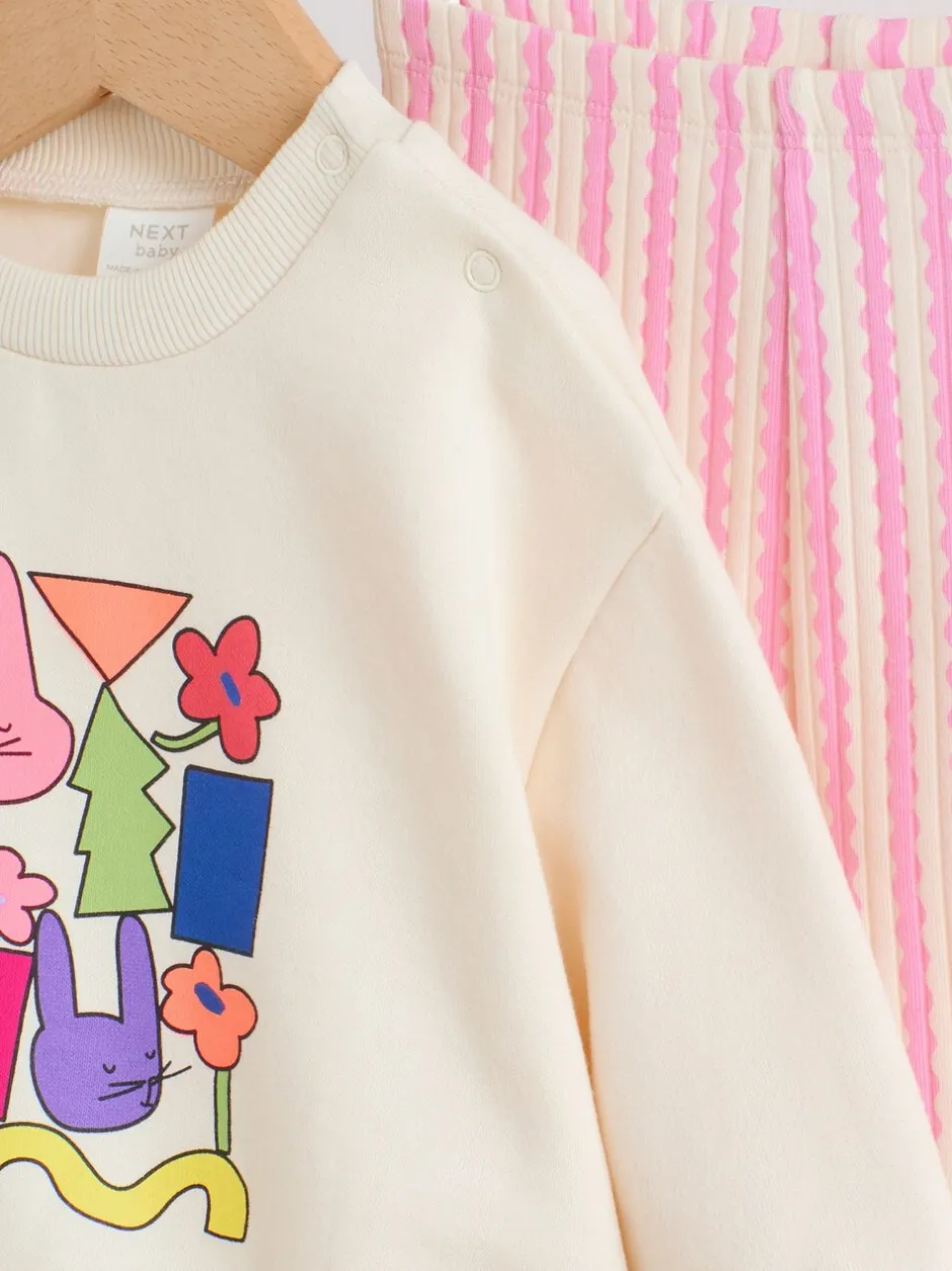 Sets En Outfits|Sweaters En Hoody´S*Next - Baby Sweatshirt and Leggings 2 Piece Set (0mths-2yrs) Ecru