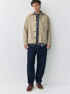 Shirts|Next - Corduroy canvas shacket overshirt met kraag Ecru