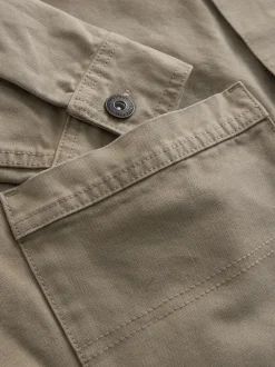 Shirts|Next - Corduroy canvas shacket overshirt met kraag Ecru
