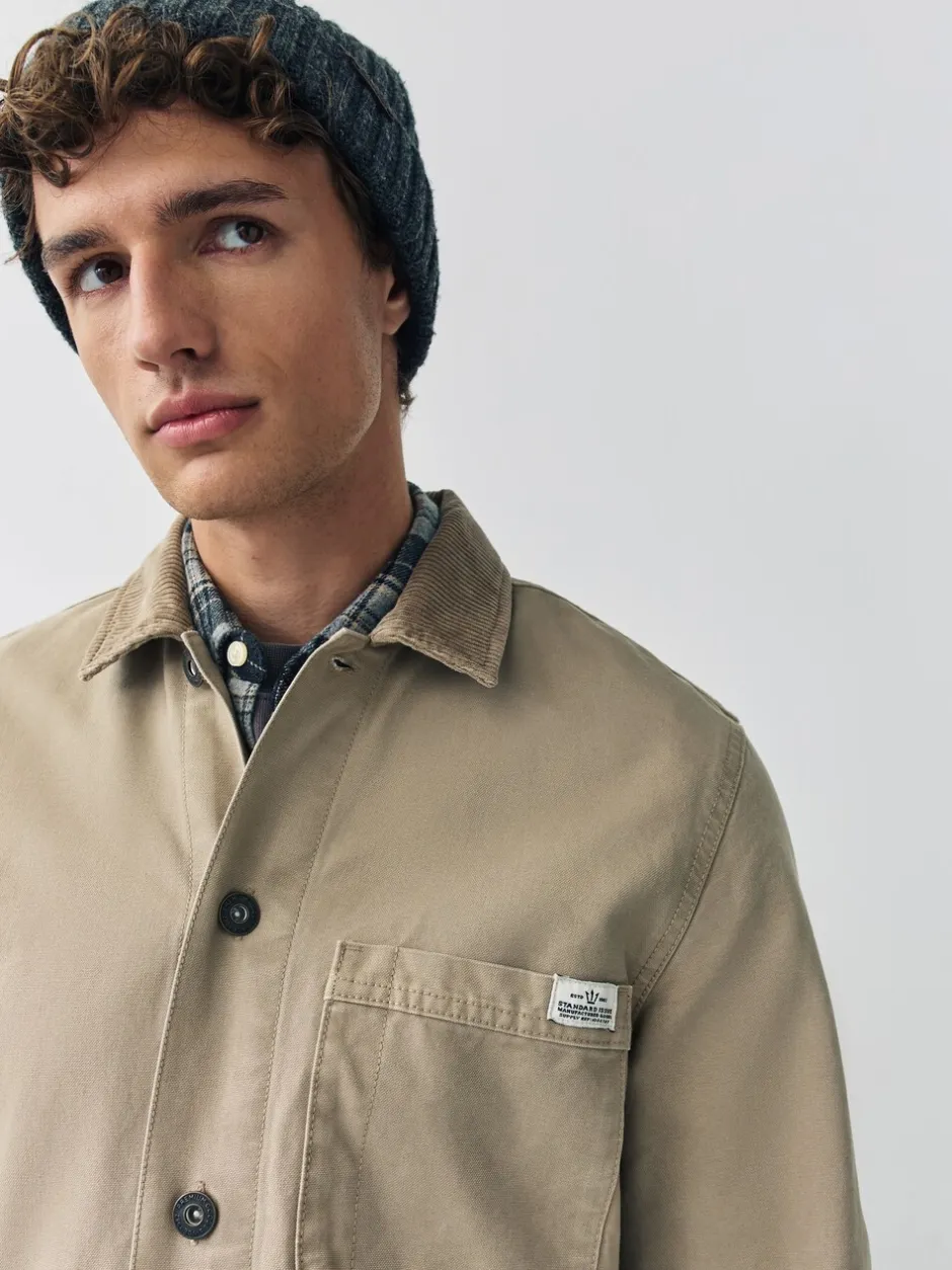Shirts|Next - Corduroy canvas shacket overshirt met kraag Ecru