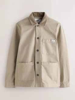 Shirts|Next - Corduroy canvas shacket overshirt met kraag Ecru