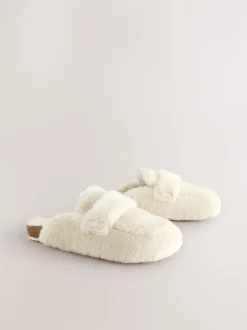 Pantoffels*Next Ecru - Faux Fur Heart Footbed Slippers