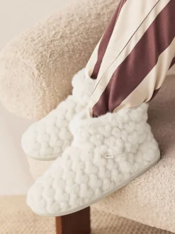 Pantoffels|Next - Faux Fur Heart Slipper Boots Ecru
