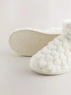 Pantoffels|Next - Faux Fur Heart Slipper Boots Ecru
