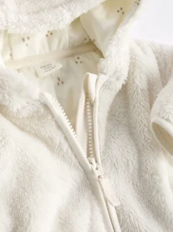 Jassen, Jacks En Kinderwagenpakjes|Jassen En Jacks|Next - Fleece babyjack met capuchon (0mnd-2jr) Ecru