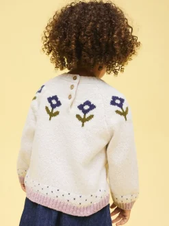 Gebreide Kleding|Next Ecru - Flower Knitted Jumper (3mths-7yrs)