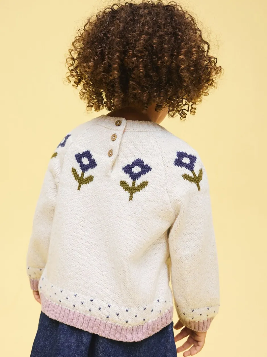Gebreide Kleding|Next Ecru - Flower Knitted Jumper (3mths-7yrs)