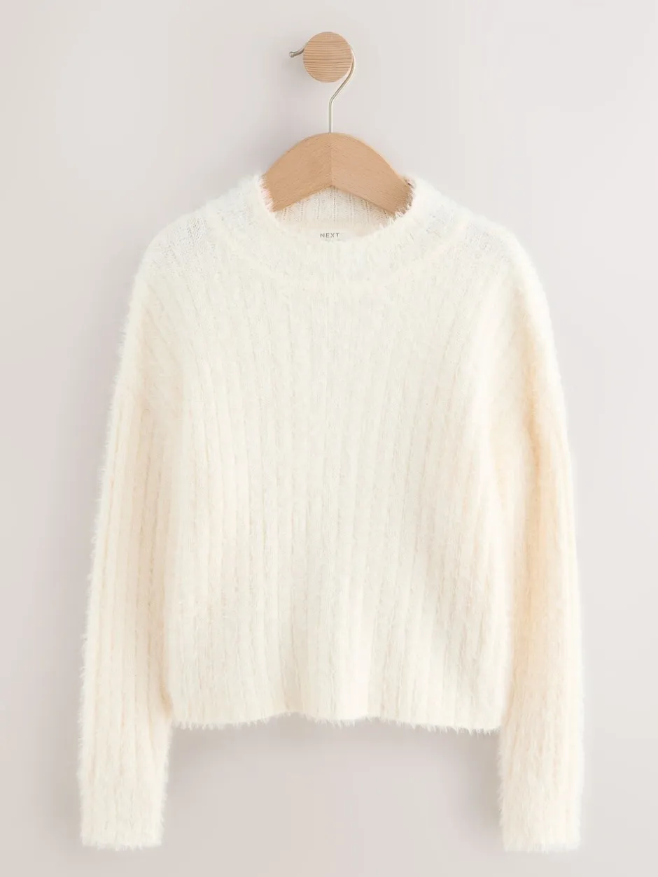 Gebreide Kleding|Next - Fluffy trui (3 - 16 jr) Ecru
