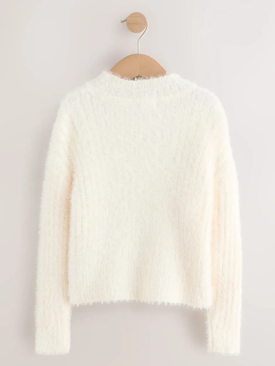 Gebreide Kleding|Next - Fluffy trui (3 - 16 jr) Ecru