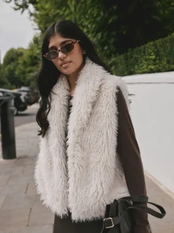 Jassen En Jacks|Next - Gilet van imitatiebont Ecru