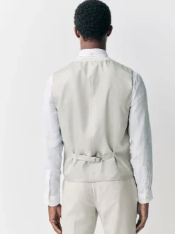 Vesten*Next Ecru - Gilet van linnenmix met textuur