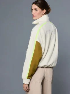 Hoody's En Sweatshirts*Next - Half Zip Fleece with Colourblock Panels Ecru