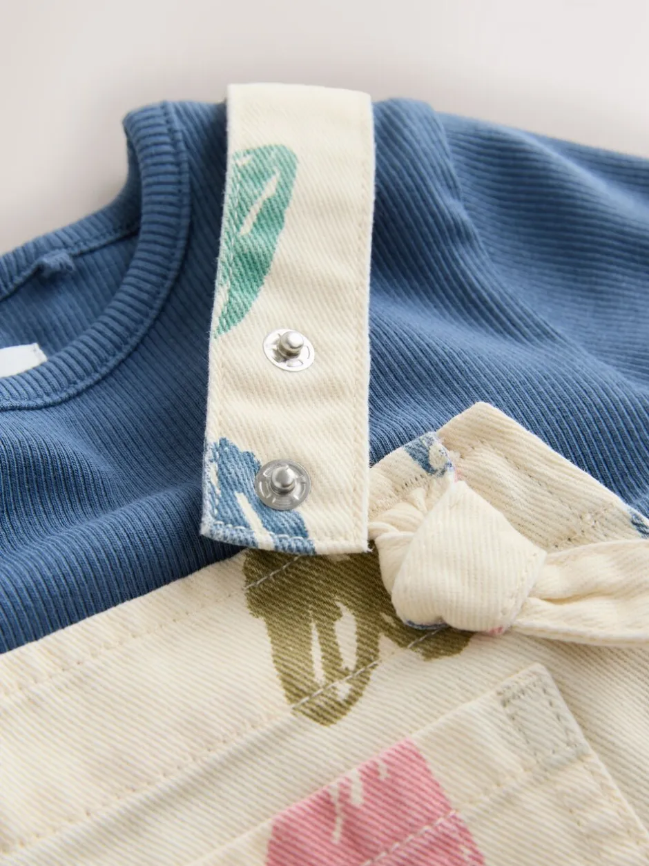 Sets En Combisets|Jumpsuits En Playsuits|Next Ecru - Heart Print Dungarees and T-Shirt Set (3mths-7yrs)