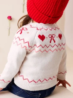 Gebreide Kleding*Next Ecru - Heart Yoke Cardigan (3mths-7yrs)