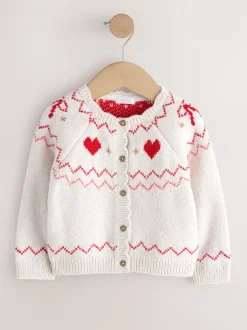 Gebreide Kleding*Next Ecru - Heart Yoke Cardigan (3mths-7yrs)