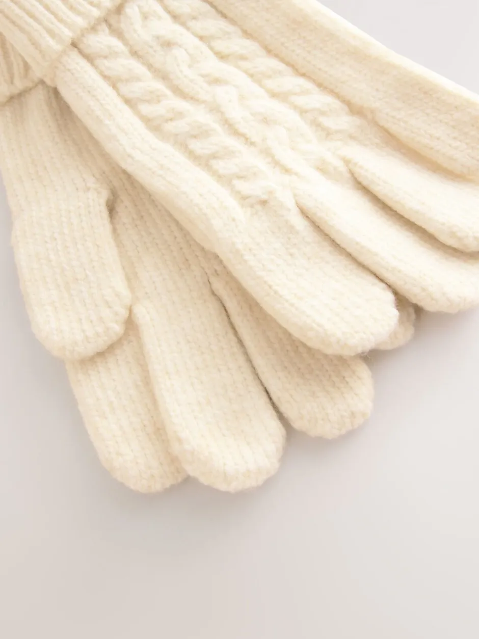 Mutsen, Handschoenen En Sjaals|Next - Kabelmuts, sjaal en handschoenenset (3-16jr) Ecru