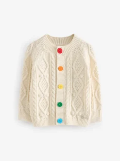 Gebreide Kleding*Little Bird by Jools Oliver - gebreid kabelvest van katoen Ecru