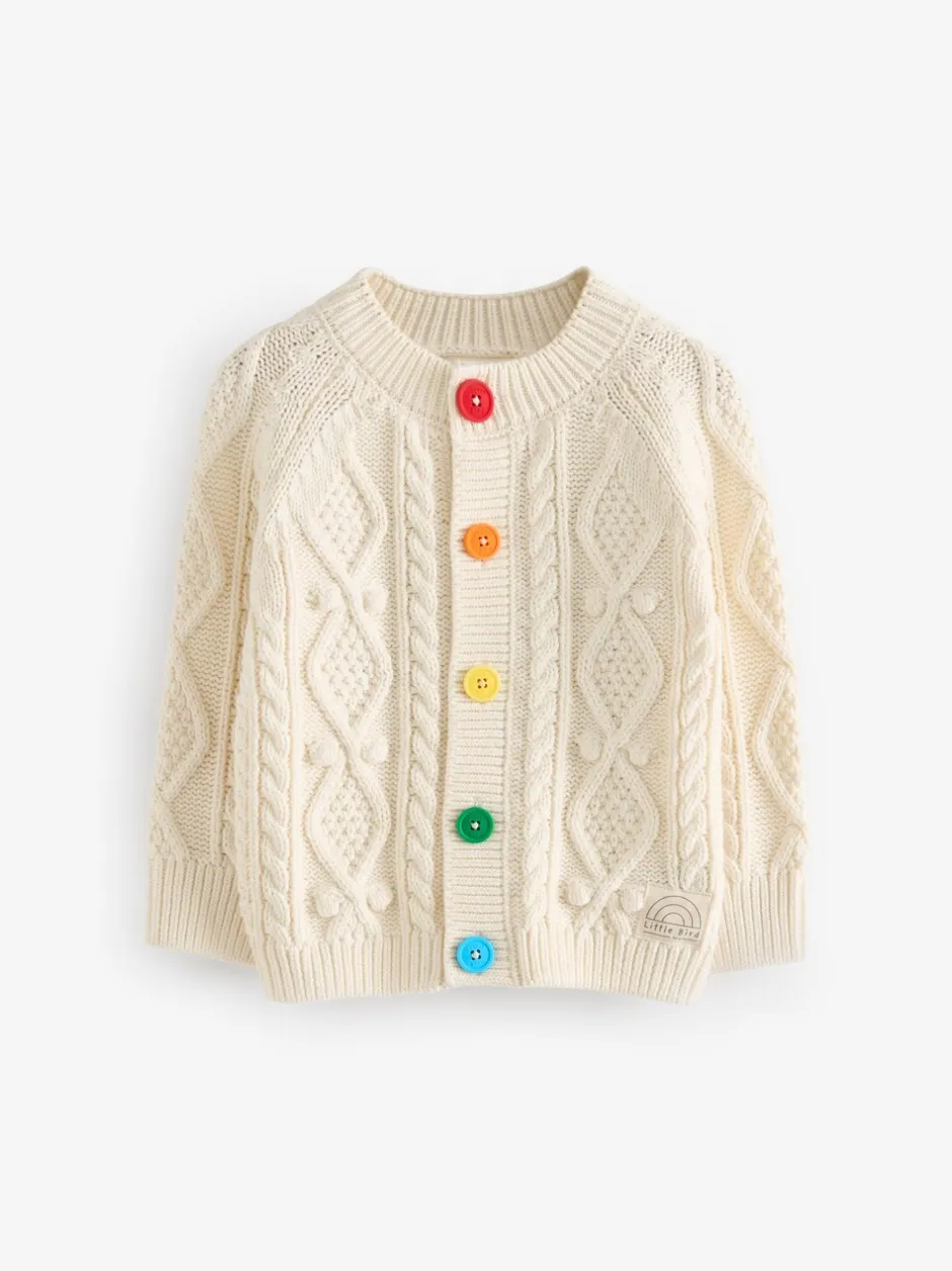 Gebreide Kleding*Little Bird by Jools Oliver - gebreid kabelvest van katoen Ecru