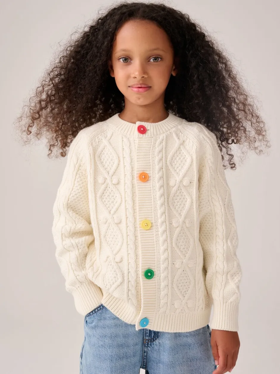 Gebreide Kleding*Little Bird by Jools Oliver - gebreid kabelvest van katoen Ecru