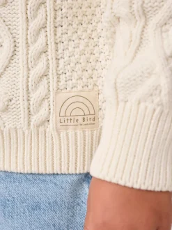 Gebreide Kleding*Little Bird by Jools Oliver - gebreid kabelvest van katoen Ecru