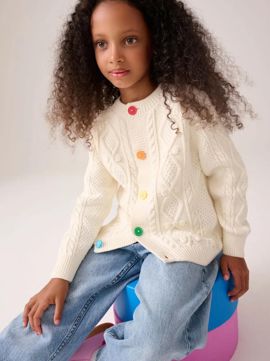 Gebreide Kleding*Little Bird by Jools Oliver - gebreid kabelvest van katoen Ecru