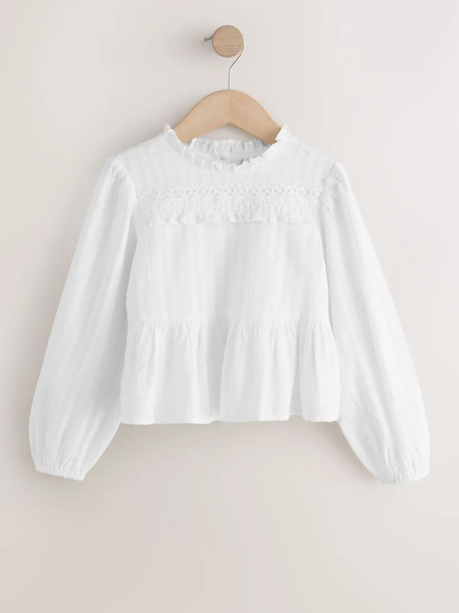 Tops|Overhemden En Blouses*Next - Long Sleeve Ruffle Blouse (3-16yrs) Ecru