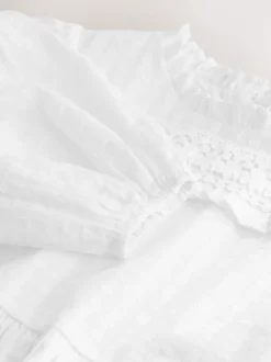 Tops|Overhemden En Blouses*Next - Long Sleeve Ruffle Blouse (3-16yrs) Ecru