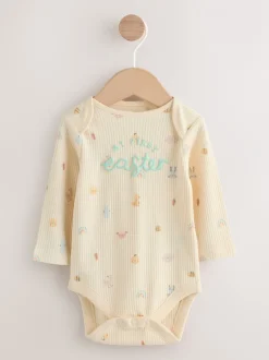 Rompertjes En Hemdjes|Rompertjes En Hemdjes*Next Ecru - My First Easter Long Sleeve Baby Bodysuit