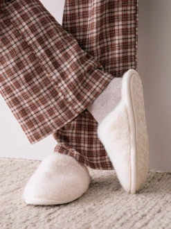 Pantoffels|Next - Pantoffels met imitatiebont Ecru