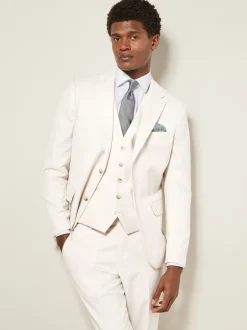 Blazers En Business-Jasjes|Pakken|Next Ecru - Slim Fit - Kostuum met textuur: colbert