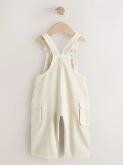 Rompertjes En Tuinbroeken*Next Ecru - Twill Woven Cotton Cargo Dungarees (3mths-7yrs)