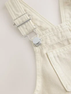 Rompertjes En Tuinbroeken*Next Ecru - Twill Woven Cotton Cargo Dungarees (3mths-7yrs)