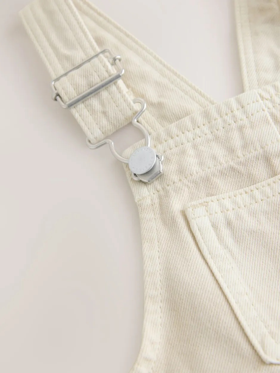 Rompertjes En Tuinbroeken*Next Ecru - Twill Woven Cotton Cargo Dungarees (3mths-7yrs)