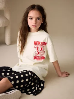 Tops|T-Shirts*Next Ecru Bagel - Oversized T-shirt met grafische print (3-16jr)