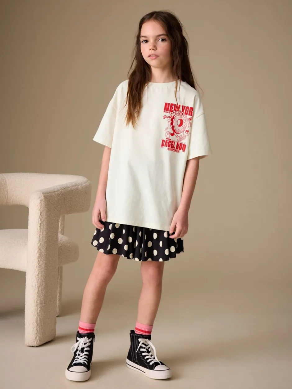 Tops|T-Shirts*Next Ecru Bagel - Oversized T-shirt met grafische print (3-16jr)