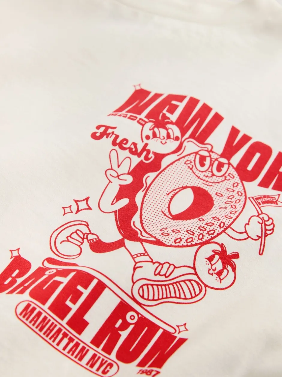 Tops|T-Shirts*Next Ecru Bagel - Oversized T-shirt met grafische print (3-16jr)