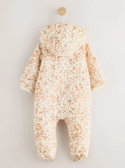 Jassen, Jacks En Kinderwagenpakjes|Jassen En Jacks|Next Ecru bloemenprint - Baby kinderwagenpak met kreukeltextuur en capuchon (0mnd -2jr)