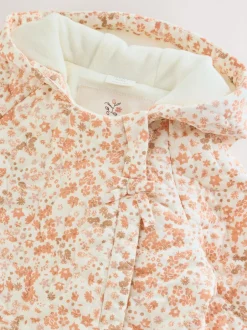Jassen, Jacks En Kinderwagenpakjes|Jassen En Jacks|Next Ecru bloemenprint - Baby kinderwagenpak met kreukeltextuur en capuchon (0mnd -2jr)