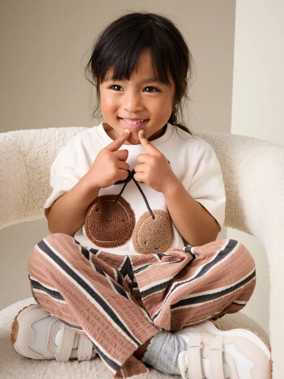 Tops|Tops|Next Ecru/ Brown Cherry - Short Sleeve Top and Barrel Trousers Set (3mths-7yrs)