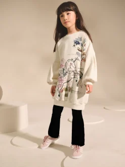 Gebreide Kleding|Jurken*Next Ecru Eenhoorn Grafisch - Trui-jurk (3-16 jr)