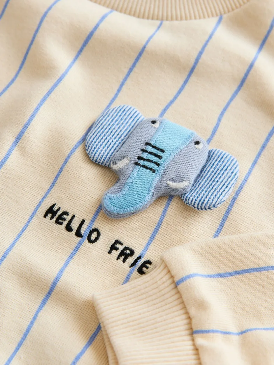 Sweaters En Hoody´S|Next Ecru Elephant Striped - Sweatshirt met ronde hals en all-over print (3 mnd - 7 jr)