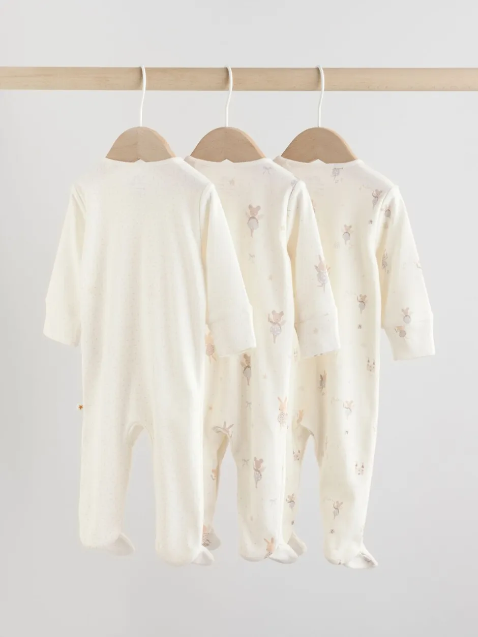 Babypakjes En Babypyjama's|Next Ecru Fairy Mouse - Set van 3 babypyjama's (0-2jr)
