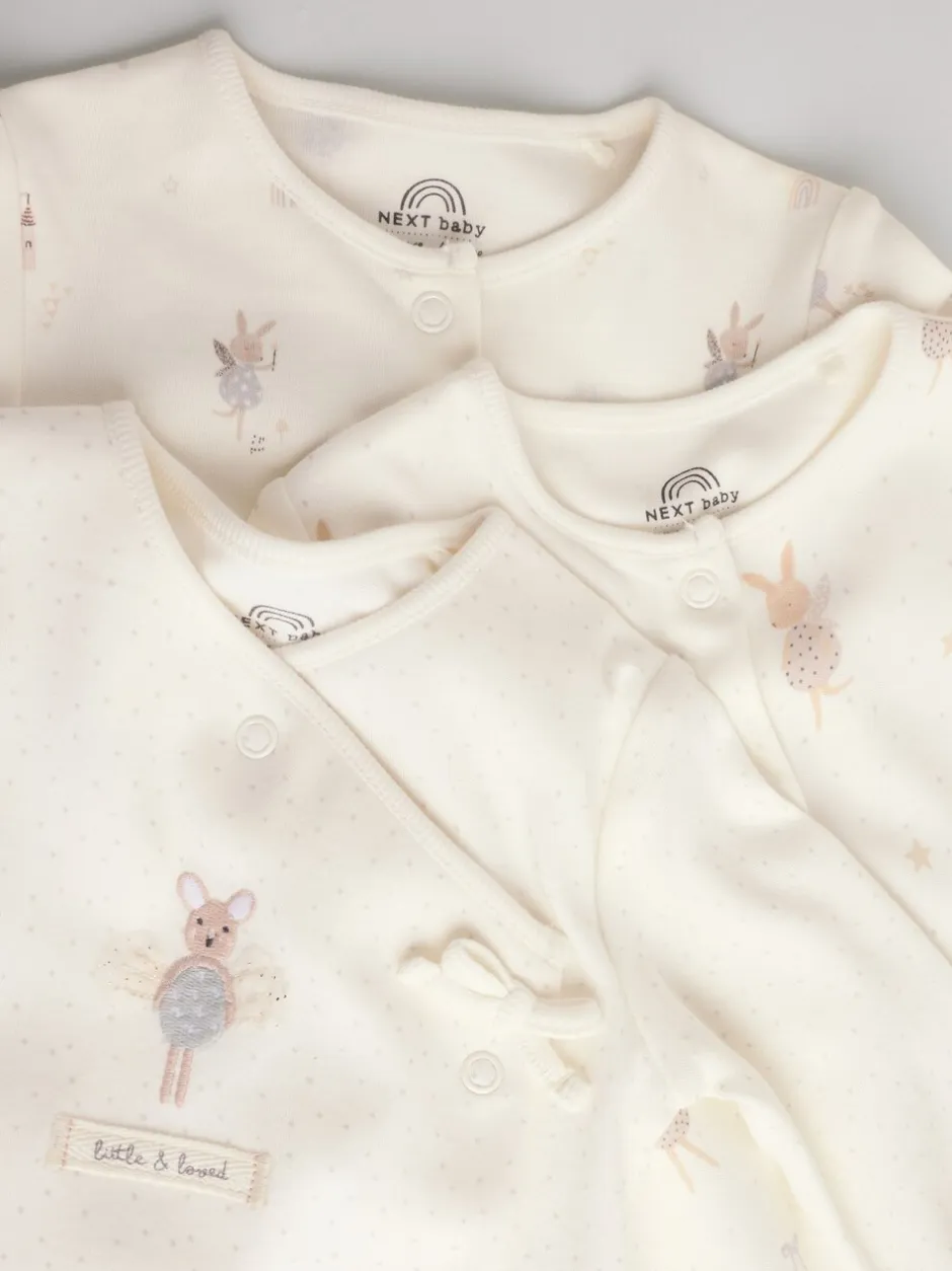 Babypakjes En Babypyjama's|Next Ecru Fairy Mouse - Set van 3 babypyjama's (0-2jr)