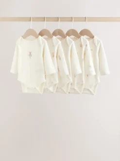 Rompertjes En Hemdjes|Next Ecru Fairy Mouse - Set van 5 babyrompertjes met lange mouwen