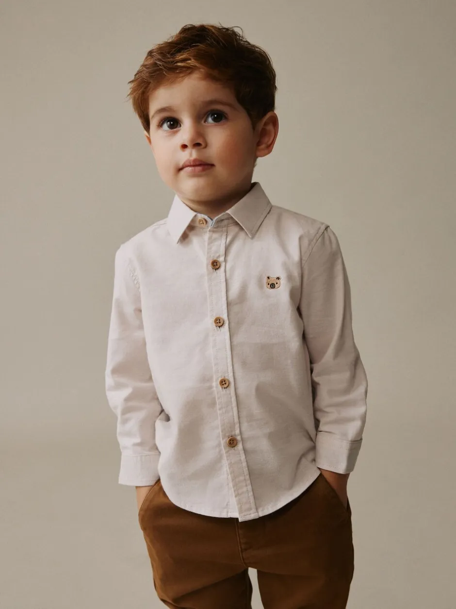 Shirts*Next Ecru figuurtje - Oxford-overhemd met lange mouwen (3 mnd-7 jr)