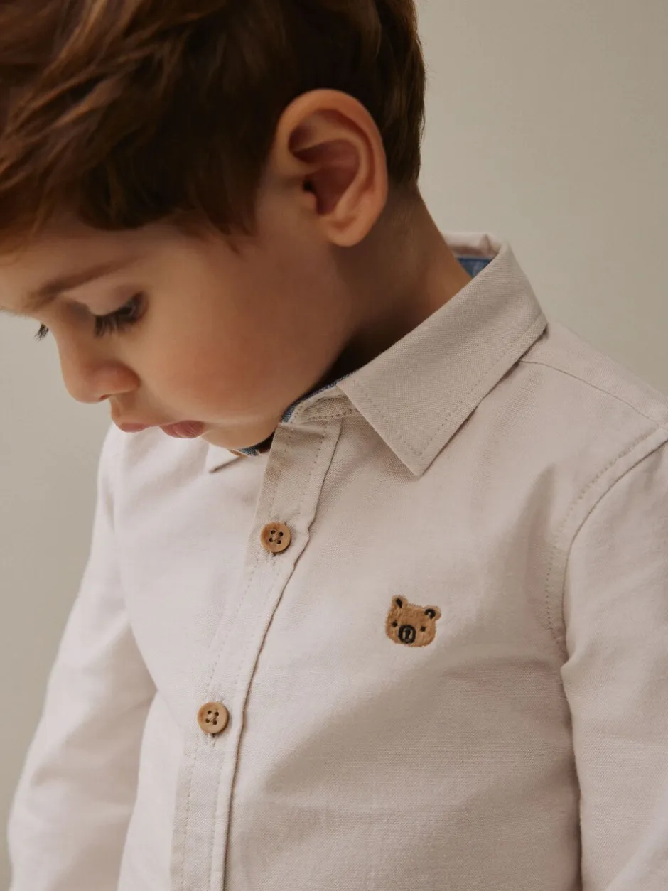 Shirts*Next Ecru figuurtje - Oxford-overhemd met lange mouwen (3 mnd-7 jr)